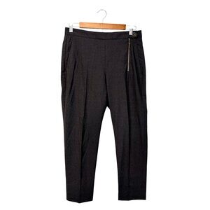 Brunello Cucinelli Gray Wool Trousers Zip Front Accent Ankle Length, US Size 6